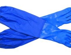 Hardy Blue Utility Gloves - Panning Gloves - 99677 These lightweight and oil-resistant PVC gloves feature 26 in. long cuffs to keep your entire arm shielded from hazardous materials. The long cuff gloves are finished with a rough surface for a better grip and a cotton lining provides comfort for extended wear. These long cuff gloves are essential for anyone working with toxic, hazardous or corrosive materials. 26 in. cuff protects arms from chemicals and oil Finished with a rough surface for a better grip Cotton lining for a comfortable fit