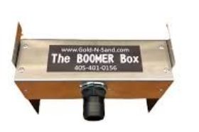 THE BOOMER BOX by GOLD-N-SAND THE BOOMER BOX. A SLUICE HEADER BOX FOR GOLD-N-SAND X-STREAM HYBRID PRO - CONVERTS YOUR HAND DREDGE INTO AN IN-STREAM POWER SLUICE. - ATTACHES BY SLIDING ONTO THE FRONT EDGE OF THE FLARE (INSTEAD OF USING THE BUCKET) - ECO FRIENDLY TO MEET REGULATIONS THAT PROHIBIT MOTORS OR BATTERIES - CAN BE USED FOR ANY WATER SOURCE; NOT ONLY THE X-STREAM PRO HAND DREDGE - 10" WIDE. ATTACHES DIRECTLY TO 10" SLUICE BOX (SEE IMAGE #5 - MAY NEED TO DRILL HOLES IN THE SLUICE) THIS IS PART OF A NEW SET OF PRODUCTS NOW OFFERED BY GOLD-N-SAND.