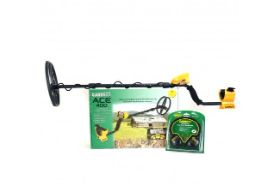 Garrett ACE 400 Metal Detector The ACE 400 metal detector from Garrett is highly recommended for detectorists looking to find coins, jewelry, relics or even competing in treasure hunting events. The ACE 400 metal detector includes a submersible search coil that will even search the edges of a lake, pond or any other watery, swampy area. This metal detector features advanced settings including Digital Target ID and Frequency Adjust to help you dig more treasure and less trash. This detector also features the Iron Audio button to quickly listen in on any iron targets you have eliminated to make sure you don't miss a single treasure. Selection Modes: Zero Discrimination (All metal) Jewelry Mode Custom Mode (Save your notch selection) Relics Mode Coins Mode Pinpoint Mode (When Pinpoint button is pressed) Product highlights Total Weight: 2.9 lbs (1.32 kgs) Frequency: 10 kHz Frequency Warranty: 2 Year Limited Warranty Digital Target ID: Scale of 0 to 99 Audio: Three Distinctive Tones Based on Metal Type and Conductivity Discrimination Control: Modify Discrimination Patterns by Eliminating Individual Notches Iron Audio™: Hear Iron Targets That Have Been Discriminated Against Coin Depth Indicator: 2", 4", 6" & 8" Depth Indicators